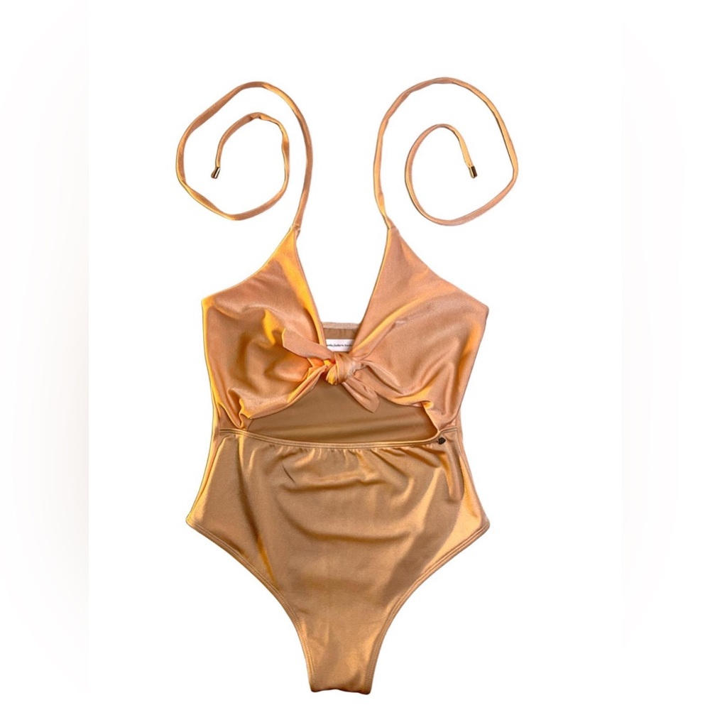 Gold Halter One-Piece Swimsuit